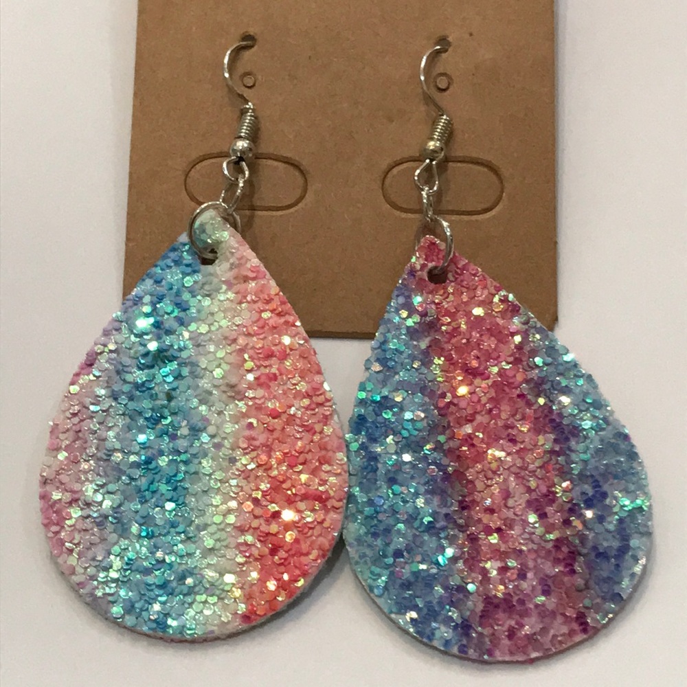 🆕Multi-Color Stripe Glitter Teardrop Earrings